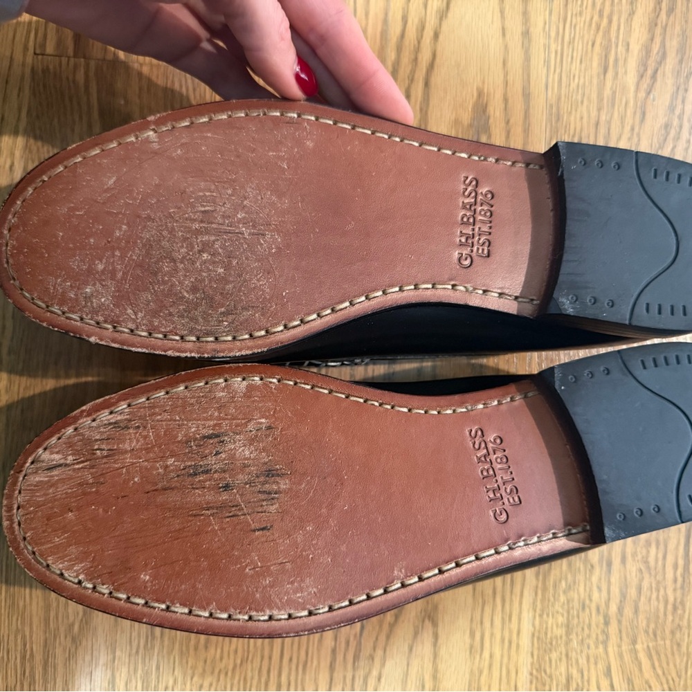 G.H. Bass & Co. Black and White Leather Penny Loafers - Picture 6 of 7